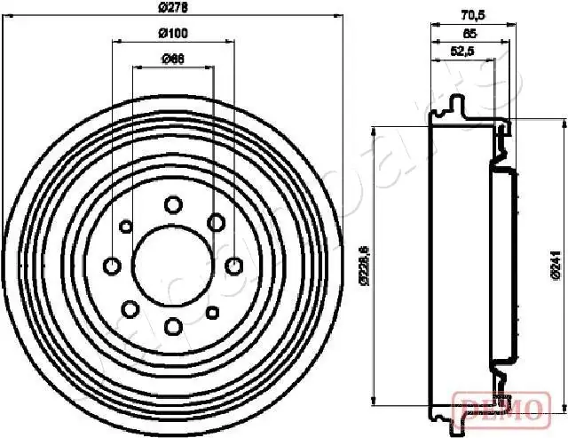 JAPANPARTS гальмівний барабан RENAULT Kangoo Japan Parts TA0703C (фото 1)