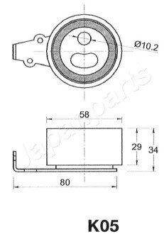 JAPANPARTS KIA Ролик натяжной Sportage 2,0TD 4WD -03 japan Parts BE-K05