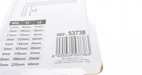 Набор ключей шестигранных 9 шт. jbm 53738