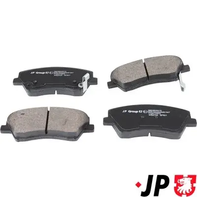 JP GROUP HYUNDAI Гальмівні колодки передні ELANTRA VI Ліфтбек (AD, ADA) 1.6 16-20, IONIQ (AE) 1.6 GDI Hybrid 16-22, KIA NIRO I (DE) 1.6 GDI Plug-in Hybrid 16-22 JP Group 3663604510 (фото 1)