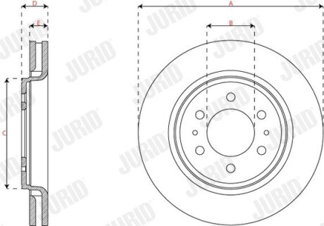 FORD USA Гальм. диск передн. F-150 4.6 08-10, EXPEDITION 5.4 XLT 4x4 07- jurid 563748JC1
