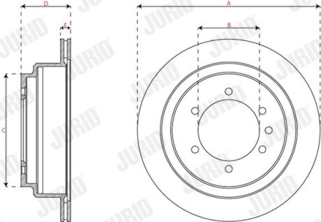 NISSAN гальмівний диск задн. PATROL GR V Wagon (Y61) 4.8 00- jurid 563864J1