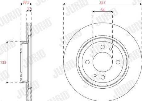Вентильований гальмівний диск jurid 563312JC
