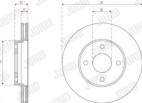 Вентильований гальмівний диск jurid 563230JC