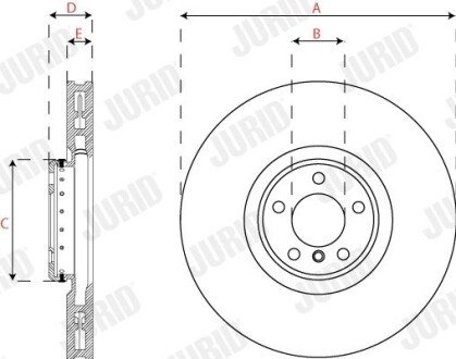 Вентилируемый тормозной диск jurid 563281JVC1