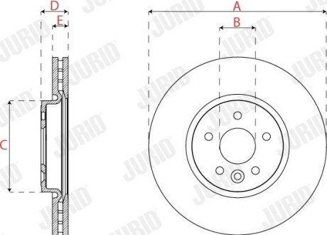Вентильований гальмівний диск jurid 563304JC