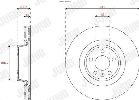 Вентилируемый тормозной диск jurid 563309JC1