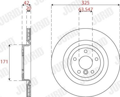 Вентильований гальмівний диск jurid 563323JC