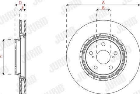 Вентилируемый тормозной диск jurid 563460JC