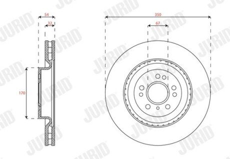 Вентилируемый тормозной диск jurid 563482JC1 на Мерседес GL-Class X166