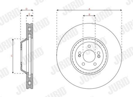 Вентилируемый тормозной диск jurid 563617JC1