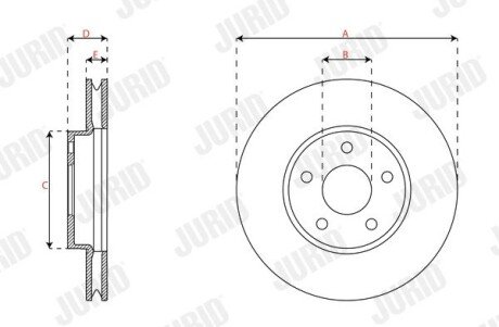Вентильований гальмівний диск jurid 563663JC