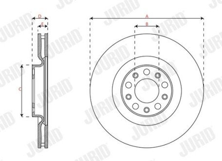 Вентильований гальмівний диск jurid 563696JC