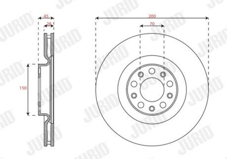 Вентильований гальмівний диск jurid 563696JC