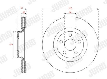 Вентилируемый тормозной диск jurid 563702JC