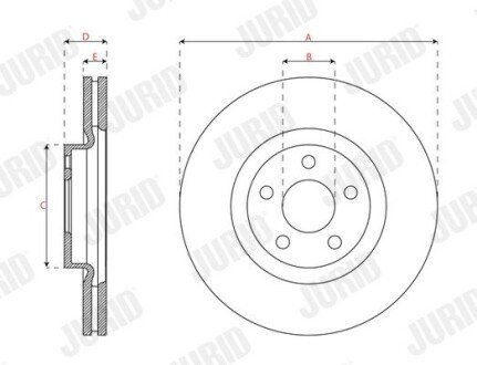 Вентилируемый тормозной диск jurid 563702JC