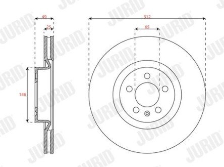 Вентилируемый тормозной диск jurid 563724JC