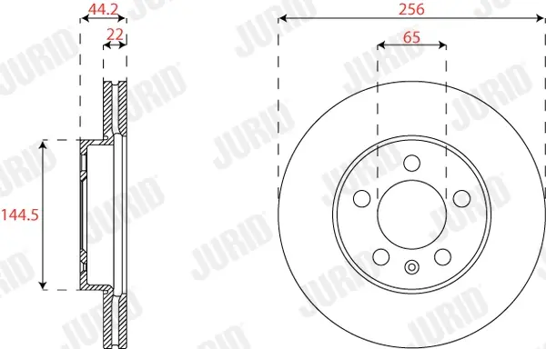 Гальмівний диск передній Audi A1 / VW Polo / Seat Ibiza / Skoda Fabia, Kamiq, Skala jurid 563227JC