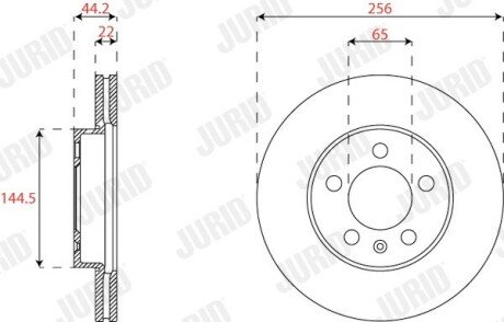 Гальмівний диск передній Audi A1 / VW Polo / Seat Ibiza / Skoda Fabia, Kamiq, Skala jurid 563227JC на Шкода Scala