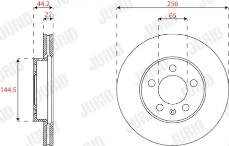 Гальмівний диск передній Audi A1 / VW Polo / Seat Ibiza / Skoda Fabia, Kamiq, Skala Jurid 563227JC