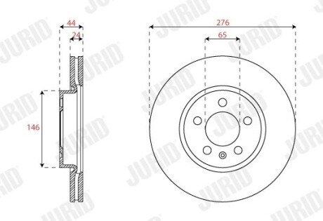 Гальмівний диск передній Audi A1 / VW Polo, T-Cross / Seat Ibiza, Arona / Skoda Fabia, Kamiq, Skala jurid 563228JC