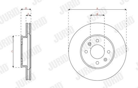 Гальмівний диск передній Hyundai Accent, Solaris, i20 II / KIA Rio IV jurid 563461JC