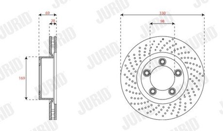 Гальмівний диск передній лівий Porsche Boxter, 911, Cayman jurid 563535JC1 на Porsche 911