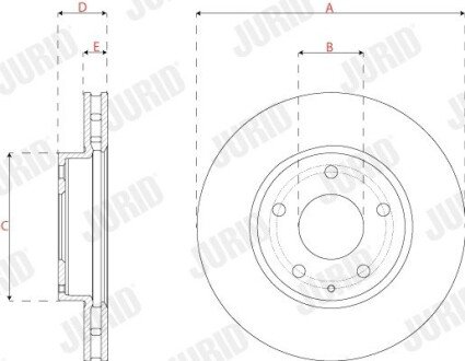 Гальмівний диск передній Mazda 3, CX-3 (2013->) jurid 563271JC