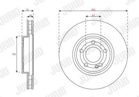 Гальмівний диск передній MB A-Class (W177, V177), B-Class (W247), CLA (C118), GLA (H247), GLB (X247) jurid 563637JC