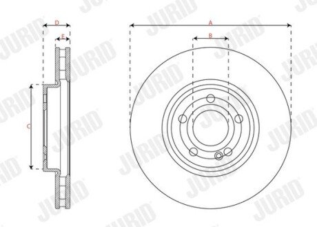 Гальмівний диск передній MB A-Class (W177, V177), B-Class (W247), CLA (C118), GLA (H247), GLB (X247) jurid 563637JC