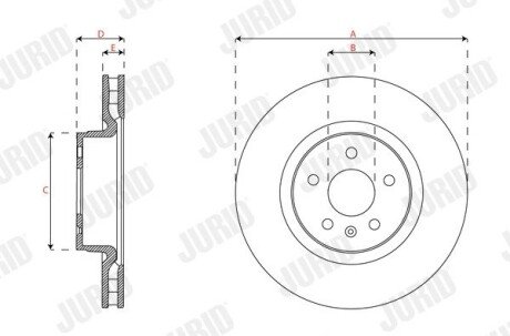 Гальмівний диск передній Tesla Model S, Model X jurid 563656JC1