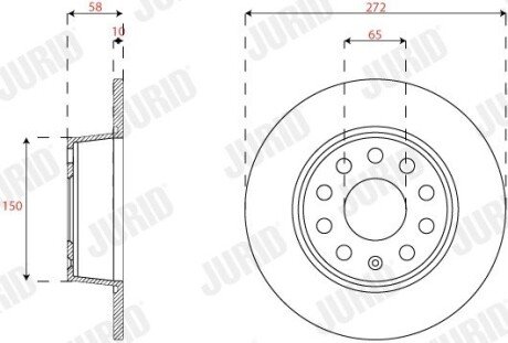 Гальмівний диск задній Audi Q2 / VW Jetta VII, T-Roc / Seat Ateca, Leon / Skoda Karoq, Octavia IV jurid 563293JC