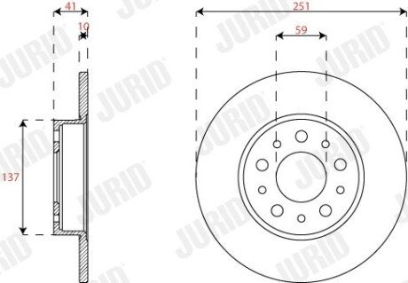 Гальмівний диск задній Fiat Tipo (2015->) jurid 563295JC на Крайслер Пт крузер