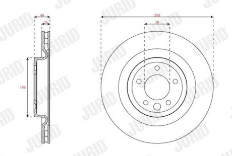 Гальмівний диск задній Land Rover Discovery V, Range Rover IV, Range Rover Sport II jurid 563399JC1