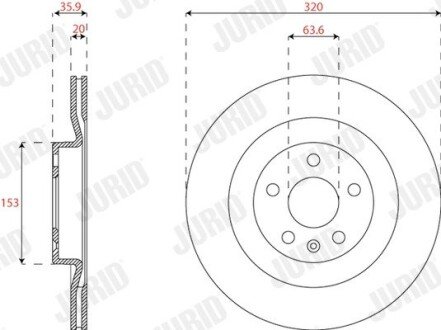 Гальмівний диск задній Volvo S60 III, S90 II, V60 II, V90 II, XC60 II, XC90 II jurid 563288JC