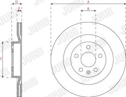 Гальмівний диск задній Volvo S60 III, S90 II, V60 II, V90 II, XC60 II, XC90 II jurid 563288JC