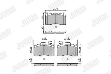 Передние тормозные колодки jurid 571952J на Митсубиси Лансер 9