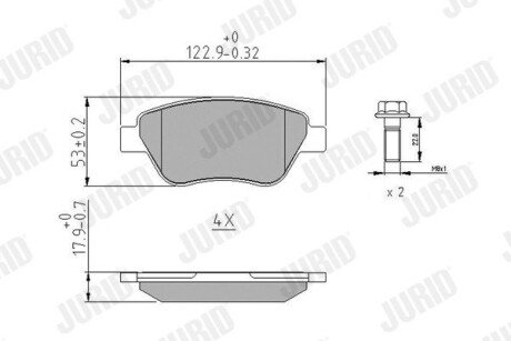 FIAT Тормозная колодка передн.Doblo 1.3JTD 1.9JTD 1.4i 05- jurid 573170J на Фиат Альбеа