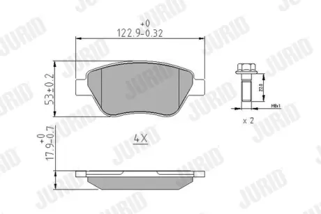 JURID FIAT Тормозная колодка передн.Doblo 1.3JTD 1.9JTD 1.4i 05- jurid 573170J Фиат Сиена