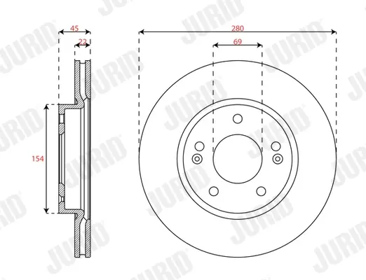 JURID KIA Гальмівний диск передн. NIRO I, HYUNDAI IONIQ jurid 563700JC