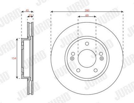 KIA Гальмівний диск передн. NIRO I, HYUNDAI IONIQ jurid 563700JC