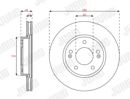 JURID KIA Гальмівний диск передн. NIRO I, HYUNDAI IONIQ jurid 563700JC