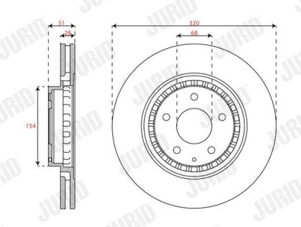 MAZDA Диск гальмівний передній CX-5 (KF) 2.2 D 17- jurid 563714JC на Мазда Сх 9