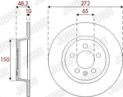 VW Диск гальмівний задн.Audi A3 08-Golf VI 08-, Caddy IIISkodaSeat jurid 563255JC
