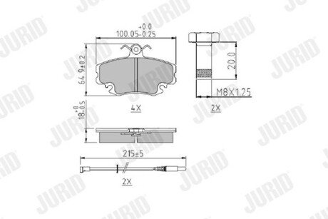 Передние тормозные колодки jurid 571526J на Рено 25