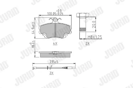 Передние тормозные колодки jurid 571526J Рено Megane