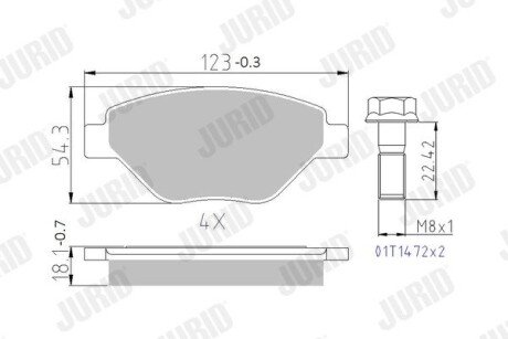 Передні тормозні (гальмівні) колодки jurid 573123J