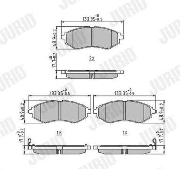 Передние тормозные колодки jurid 573371J на Chevrolet Aveo т250