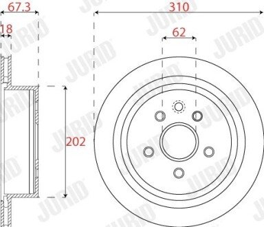 Вентилируемый тормозной диск jurid 562823JC