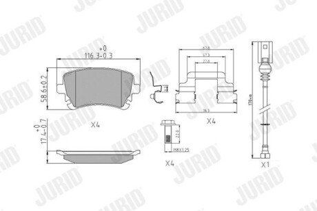 Задние тормозные колодки jurid 573220J на Фольксваген Transporter T6